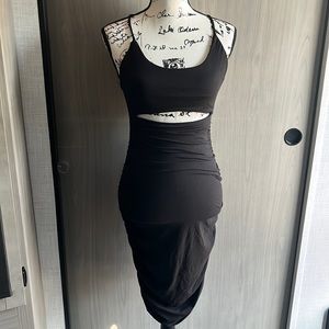 Black scrunched exposed under boob dress